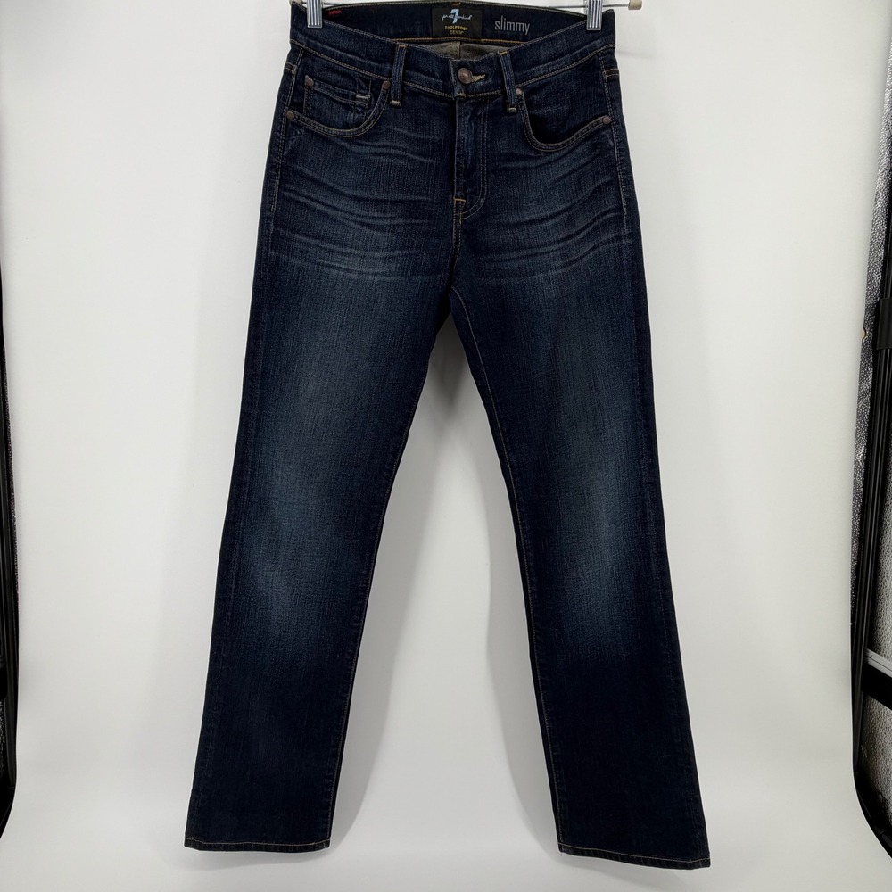 7 For All Mankind Slimmy Jeans Womens 29 Dark‎ Wash Slim Fit Denim - Picture 3 of 7